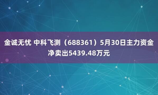 金诚无忧 中科飞测（688361）5月30日主力资金净卖出5439.48万元